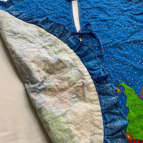 Quilted Christmas Tree Skirt Holiday Decoration Xmas Decor Santa and Animals - Picture 4 of 6